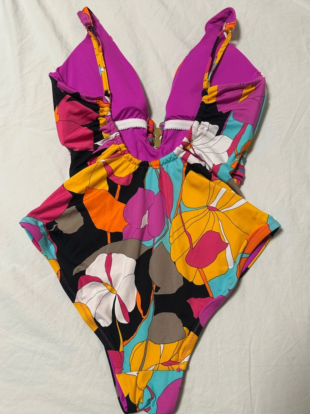 Trina Turk Gemini One Piece Swimsuit Multicolor Floral Size 10 Large
